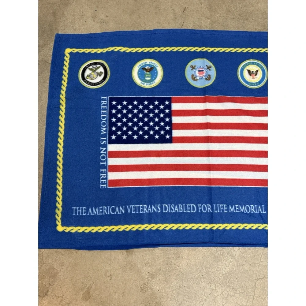 THE AMERICAN VETERANS DISABLED FOR LIFE MEMORIAL Fleece Throw Blanket 32x48 navy